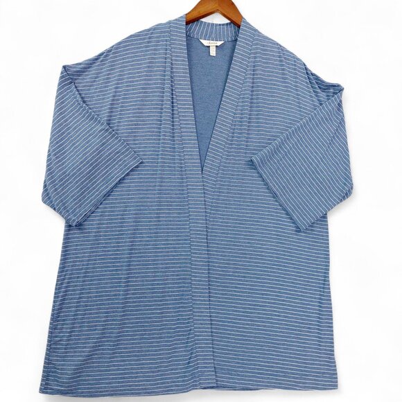 Soma House Jacket Sz XL Blue White Striped Leisurewear Lightweight Lounge Kimono - Picture 2 of 10